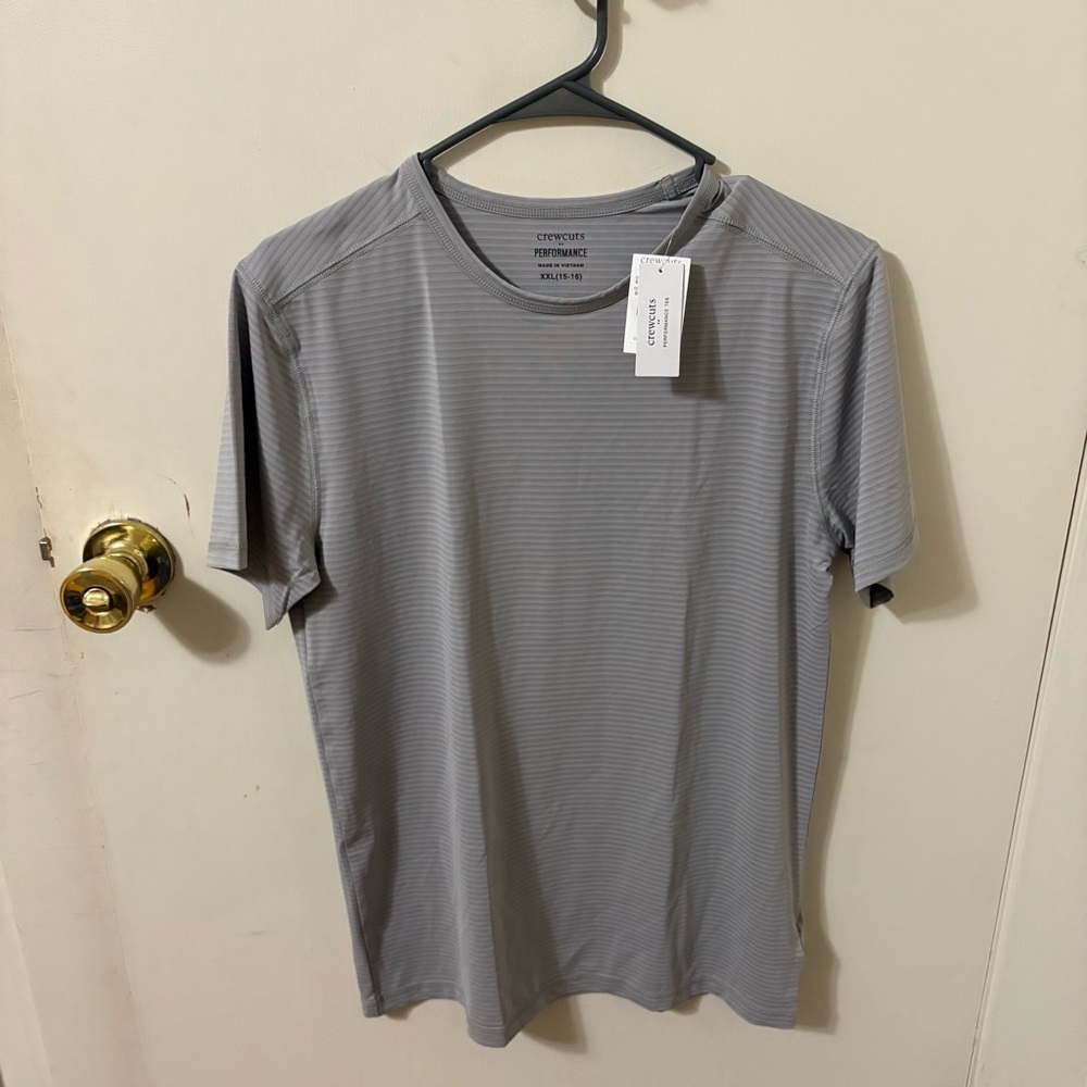 New J Crew Boys' short-sleeve active performance striped T-shirt top XXL (15-16)